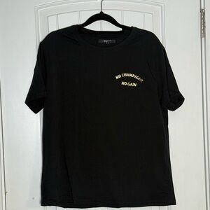 Brunette The Label Boxy Black Tee No Champagne No Gain Size M/L 100% Cotton